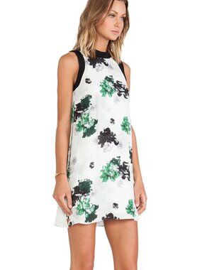 A.L.C. Drie White Sleeveless Green And Black Floral Print Dress Size 4